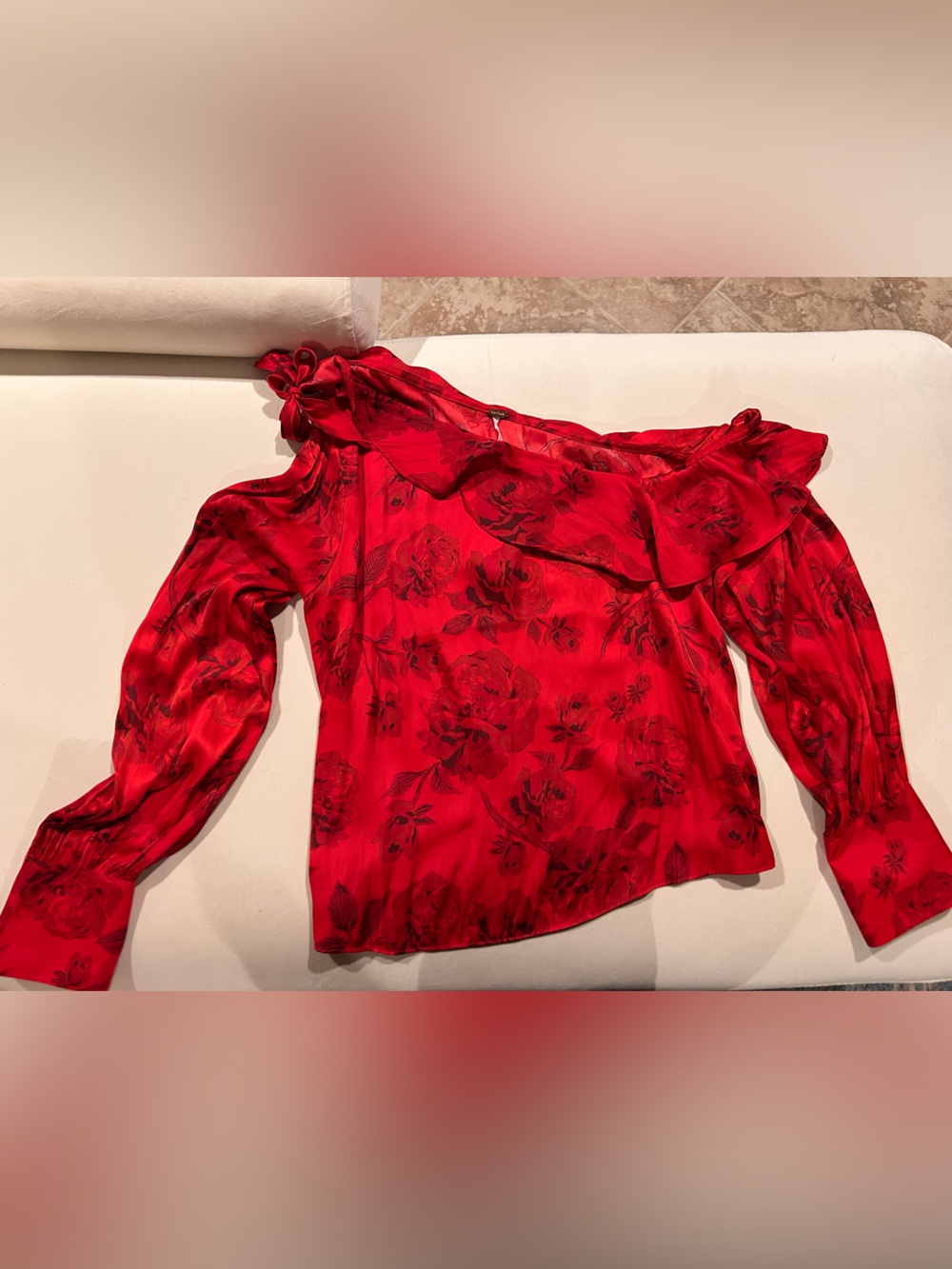 Free People Red Floral Blouse